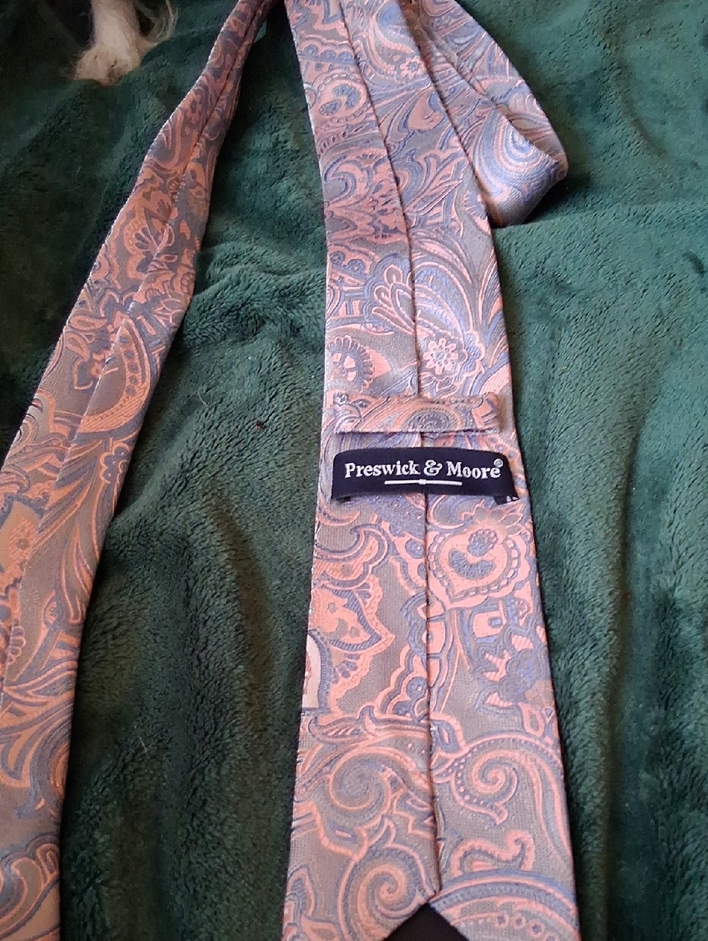 Preswick & Moore Paisley Silk Tie in Pink and Light Blue
